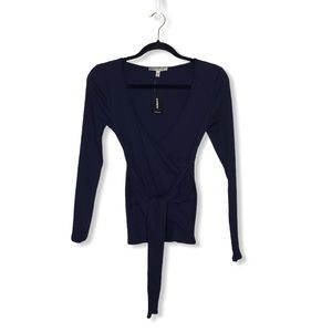 Express-Navy Ribbed Criss Cross Sweater-NWT-Sz Small